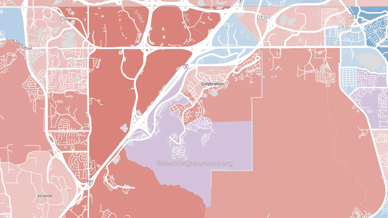Celebration, FL block-group political-lean map