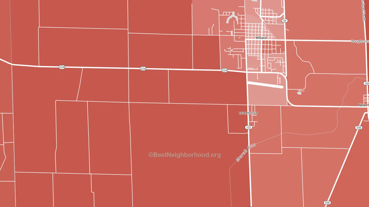 Celeryville, OH block-group political-lean map