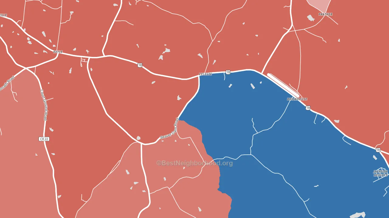 Celeste, GA block-group political-lean map