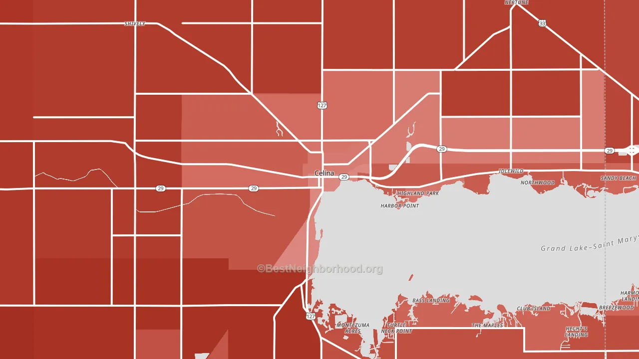 Celina, OH block-group political-lean map