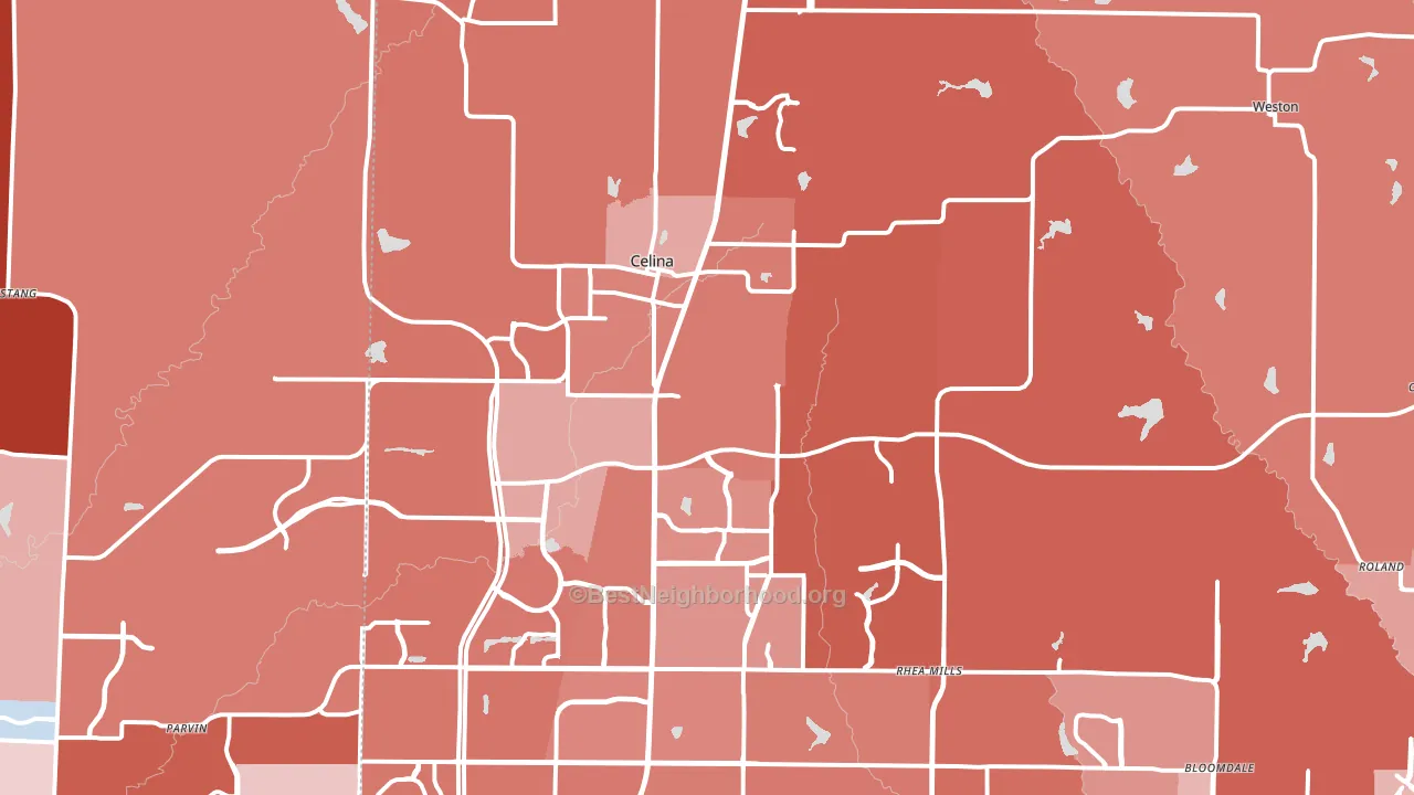 Celina, TX block-group political-lean map