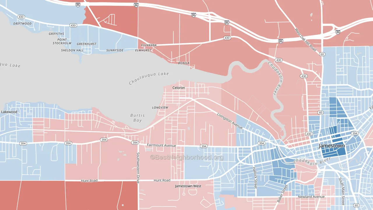 Celoron, NY block-group political-lean map