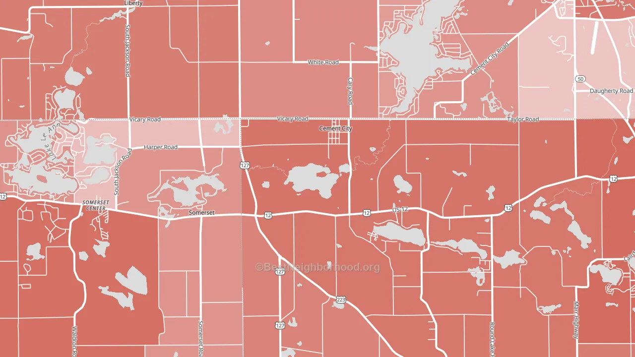 Cement City, MI block-group political-lean map