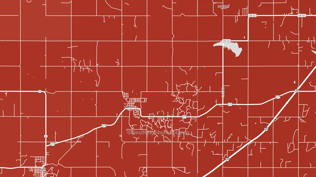 Cement, OK block-group political-lean map