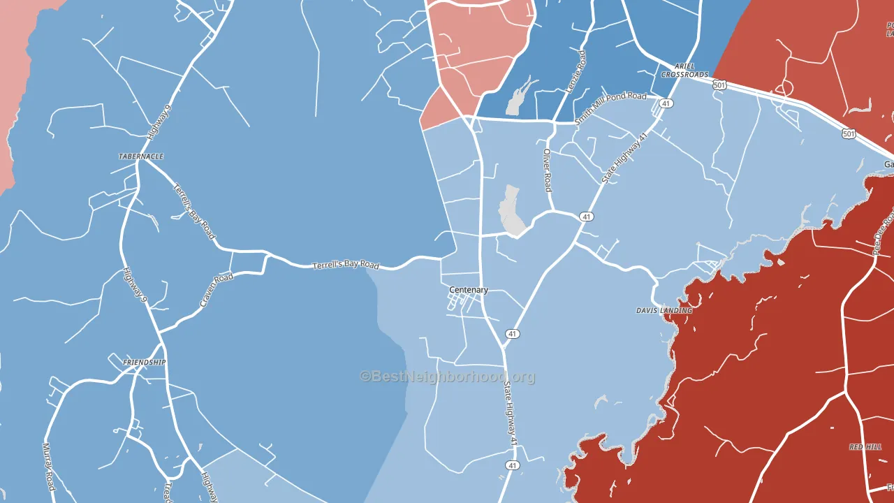 Centenary, SC block-group political-lean map