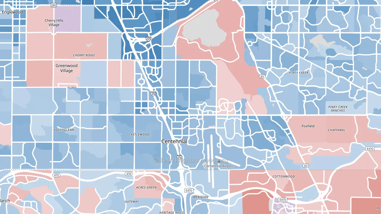 Centennial, CO block-group political-lean map