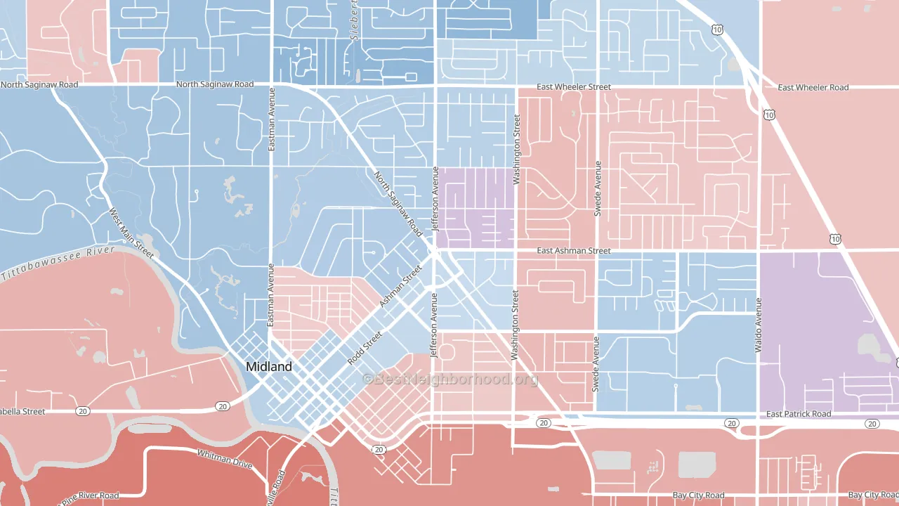 Center City, Midland, MI block-group political-lean map