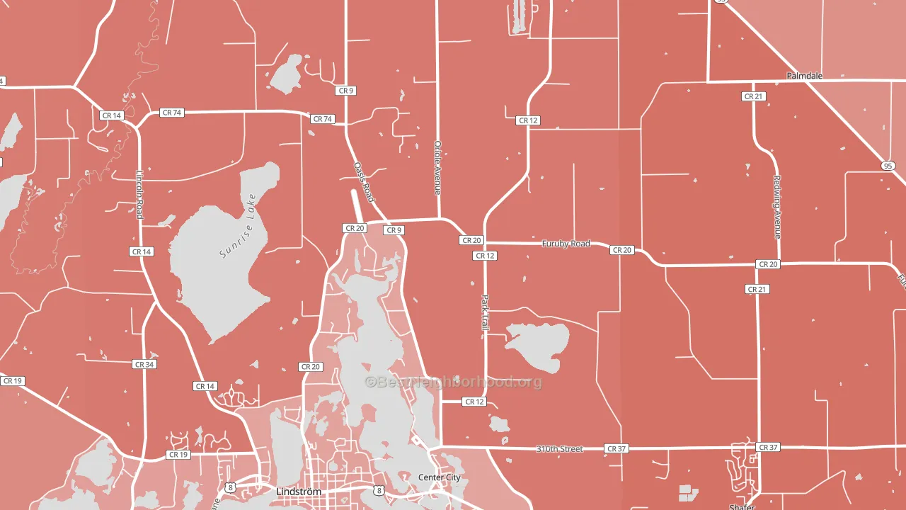 Center City, MN block-group political-lean map