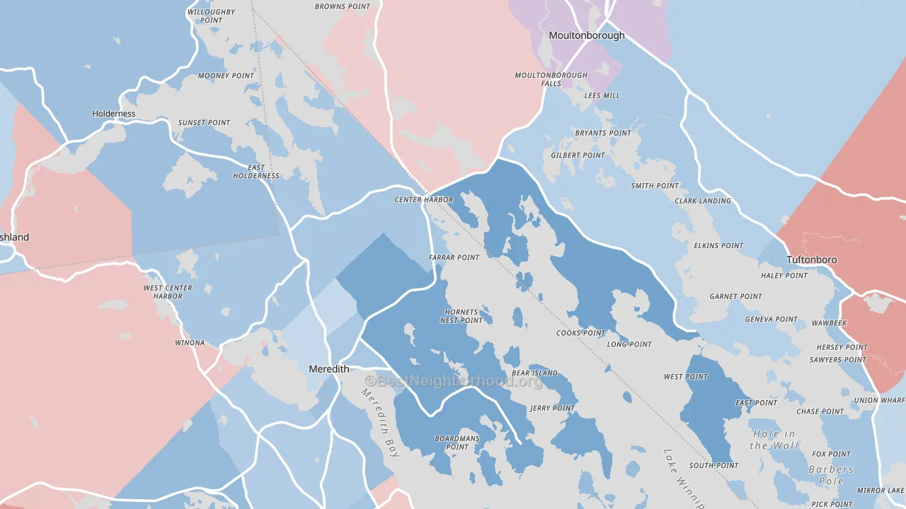 Center Harbor, NH block-group political-lean map