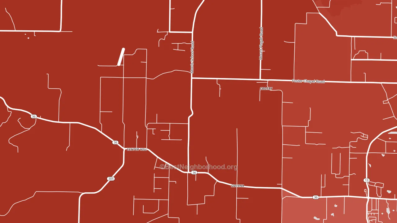 Center Hill, AR block-group political-lean map