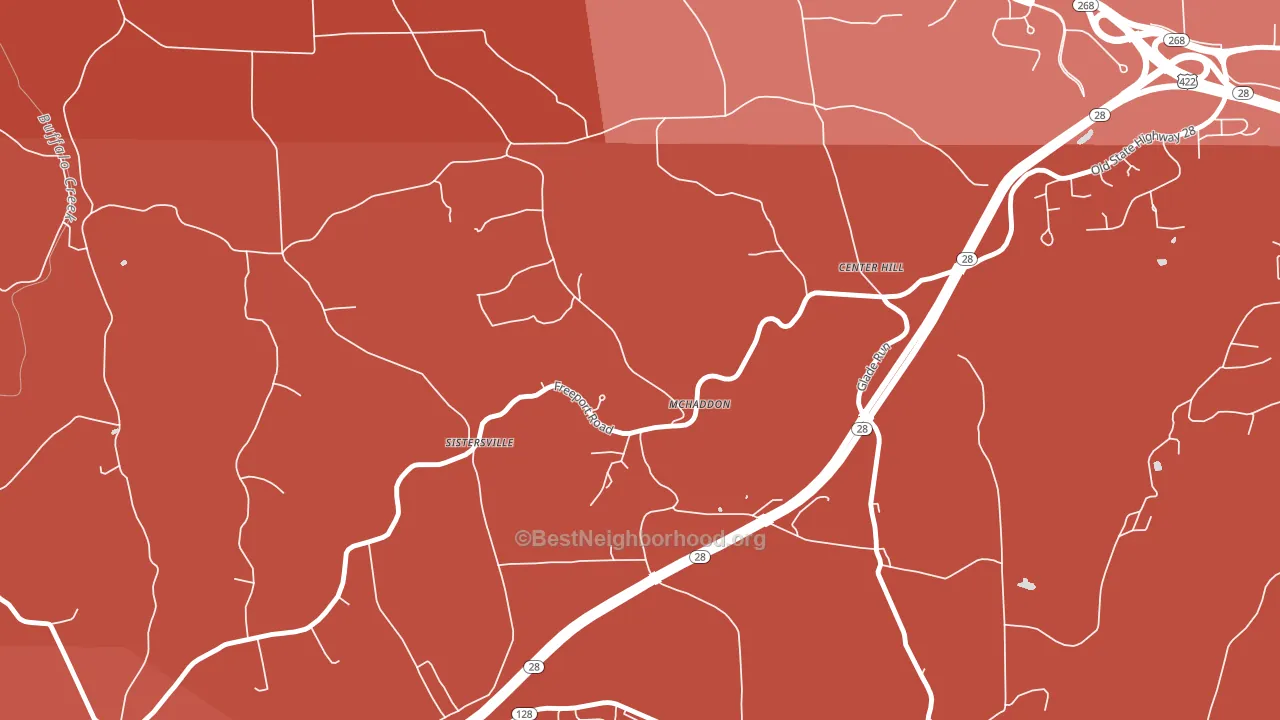 Center Hill, PA block-group political-lean map