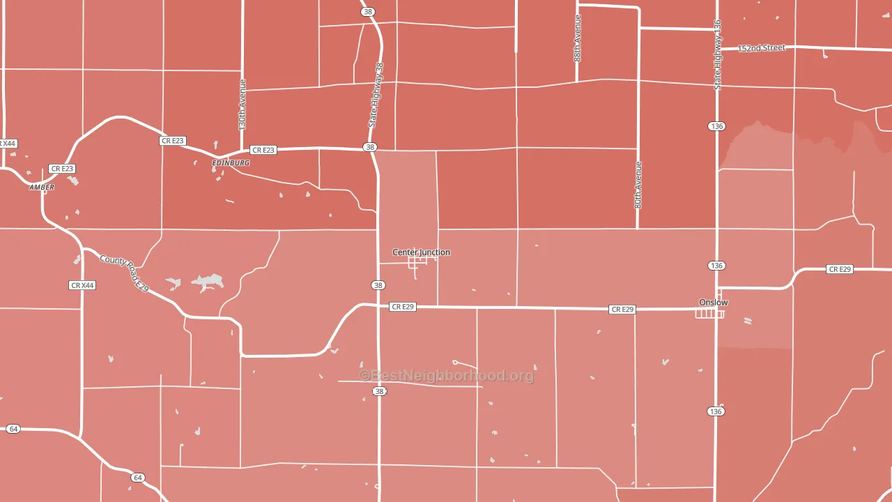 Center Junction, IA block-group political-lean map