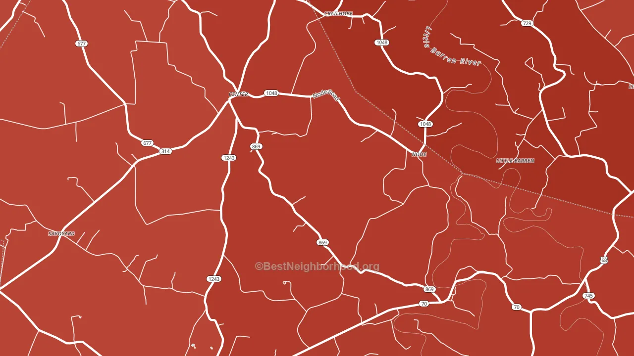 Center, KY block-group political-lean map