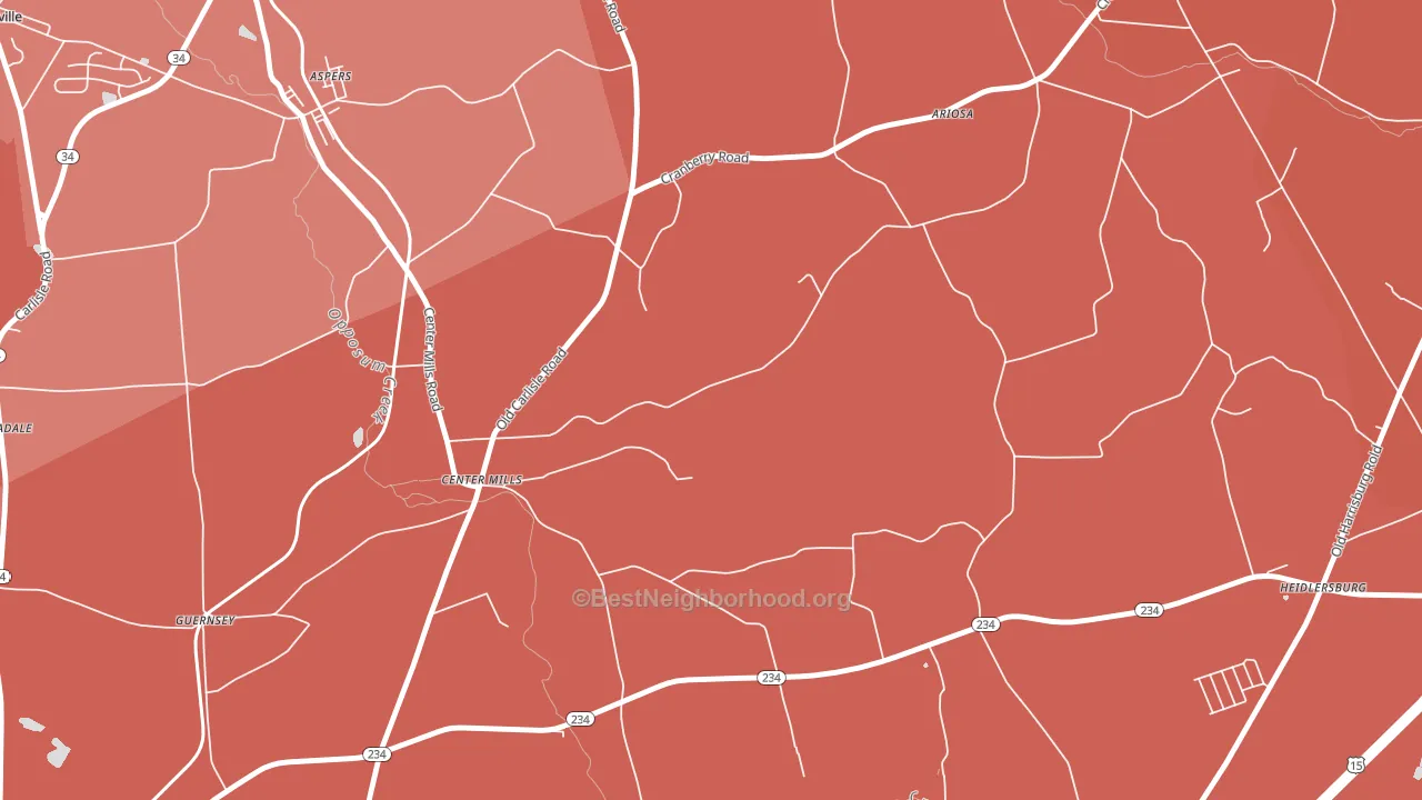Center Mills, PA block-group political-lean map