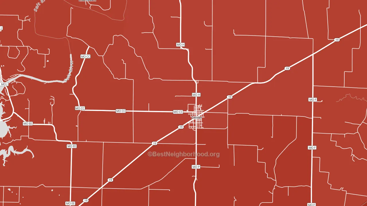 Center, MO block-group political-lean map