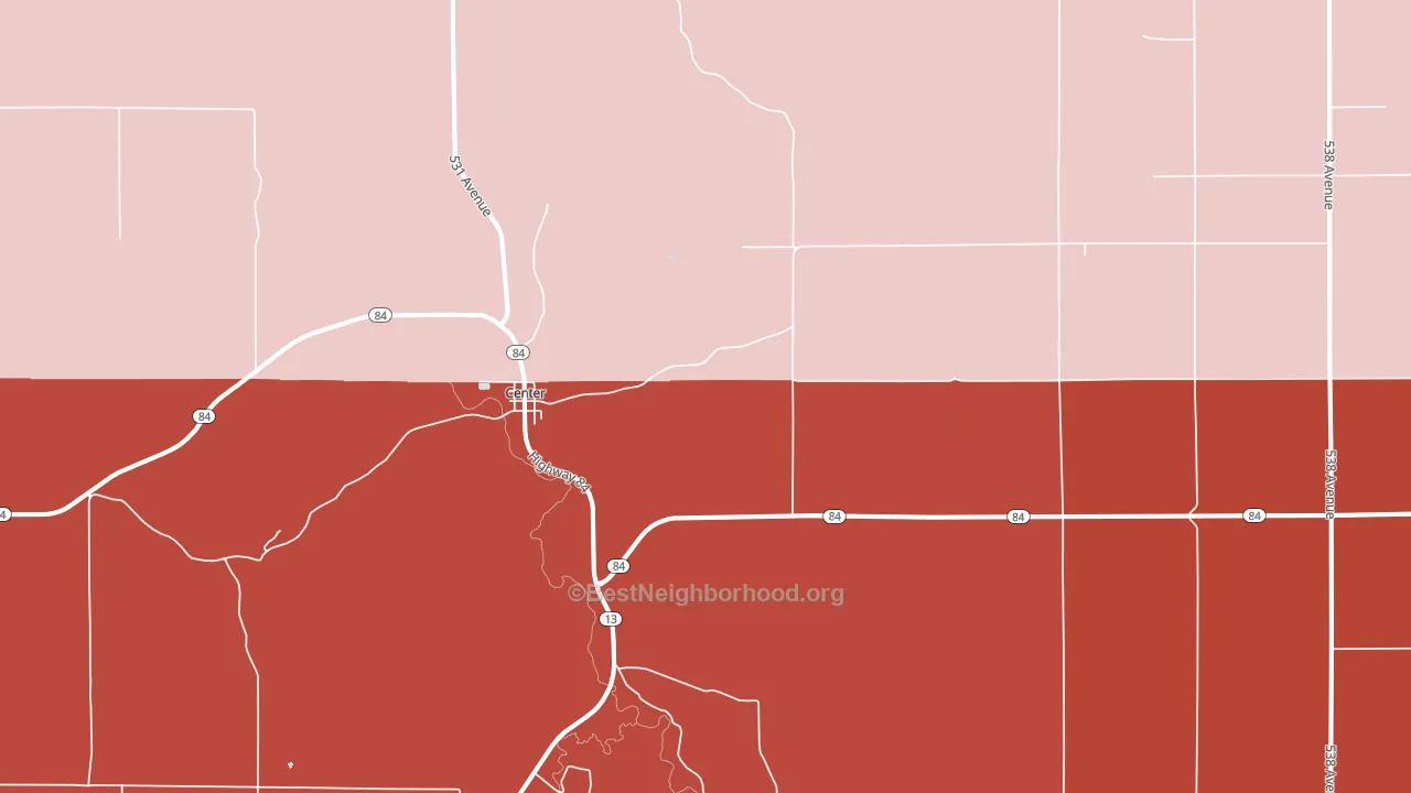 Center, NE block-group political-lean map