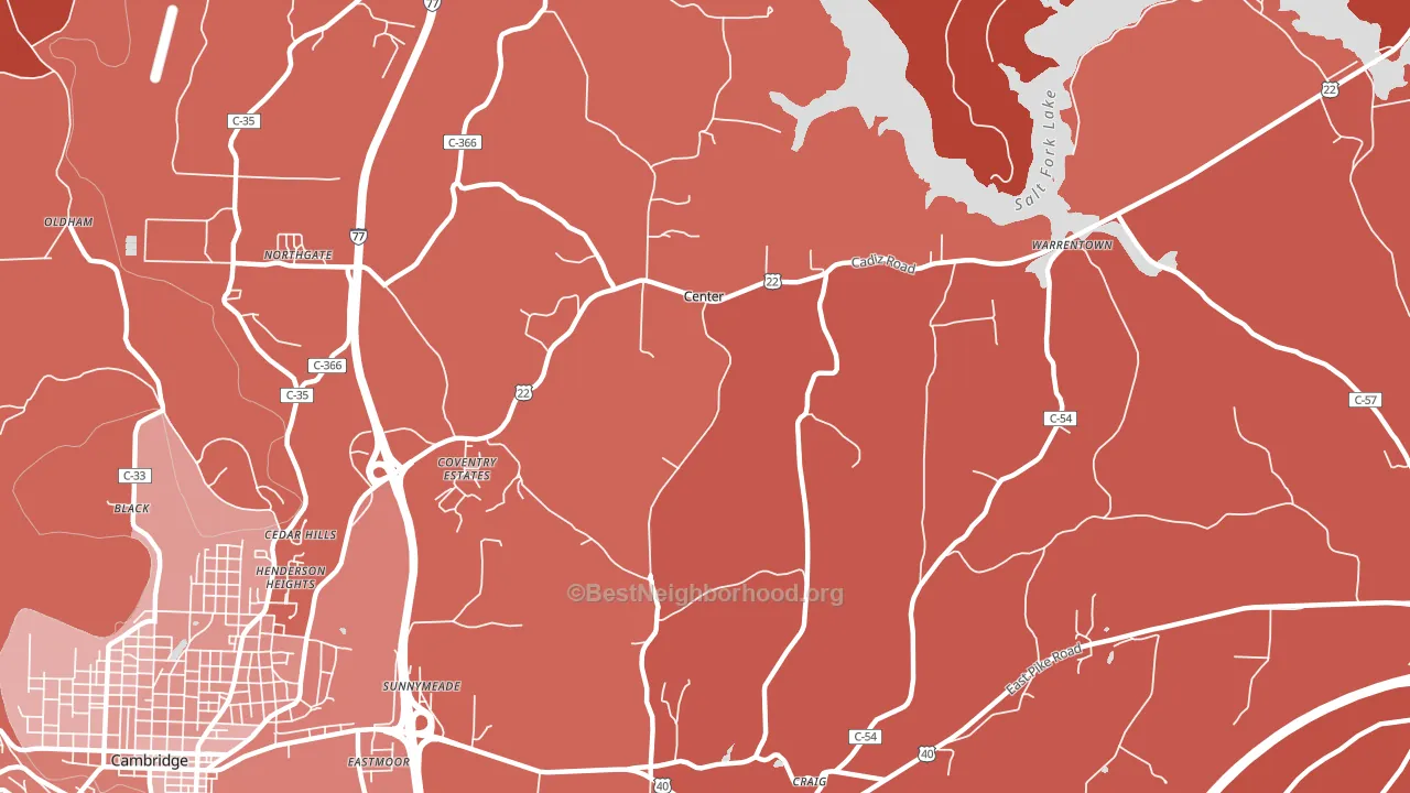 Center, OH block-group political-lean map