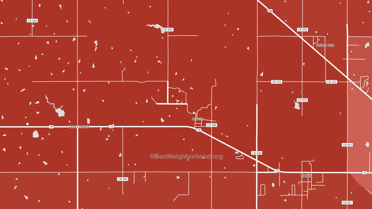 Center, OK block-group political-lean map