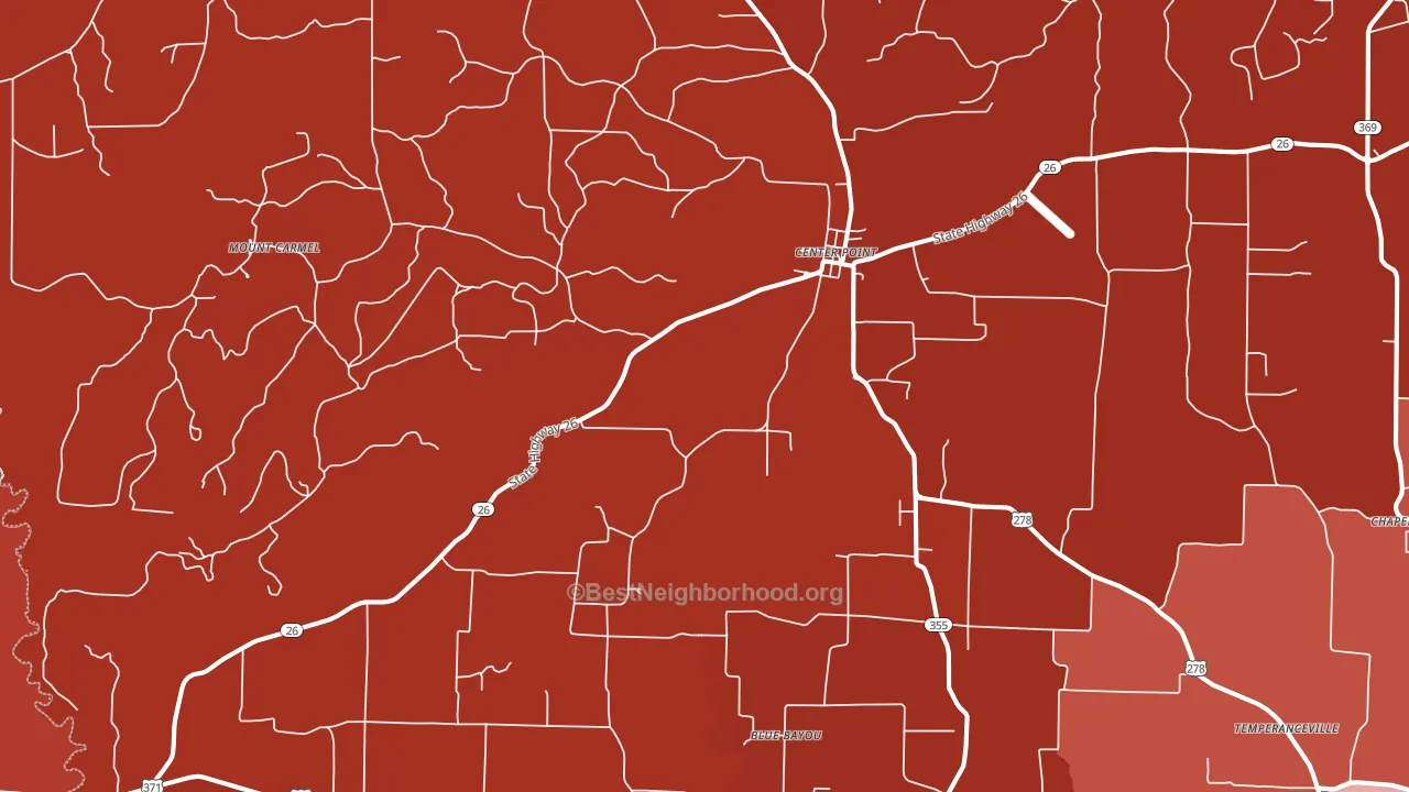 Center Point, AR block-group political-lean map
