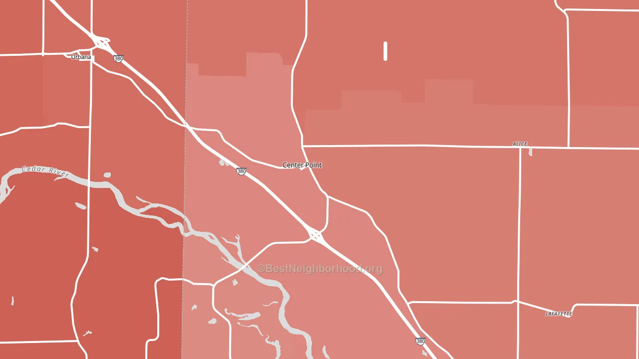 Center Point, IA block-group political-lean map