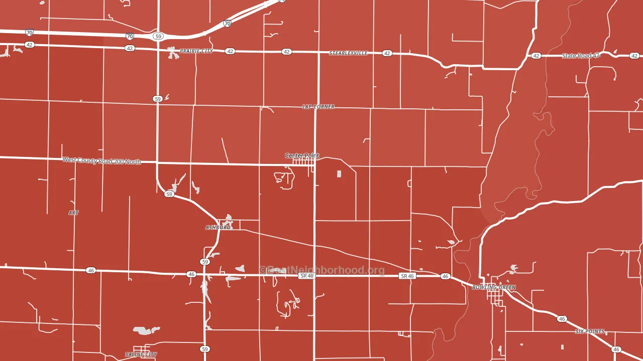 Center Point, IN block-group political-lean map