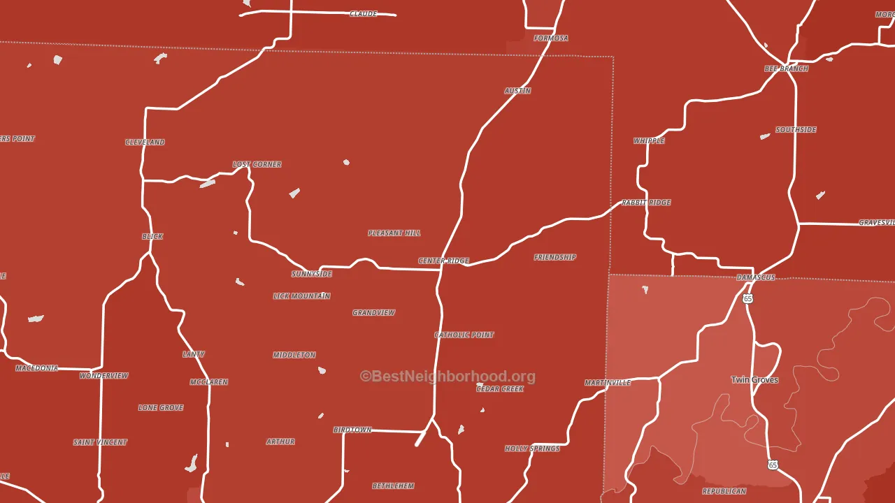 Center Ridge, AR block-group political-lean map