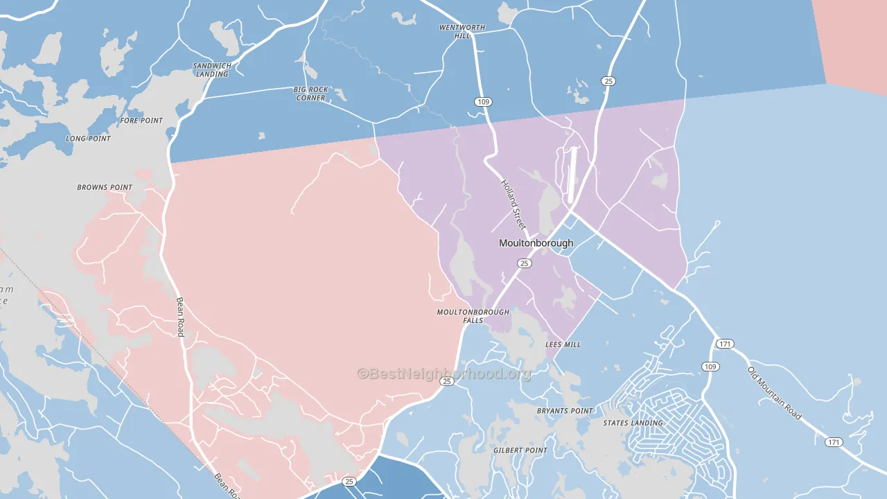 Center Sandwich, NH block-group political-lean map