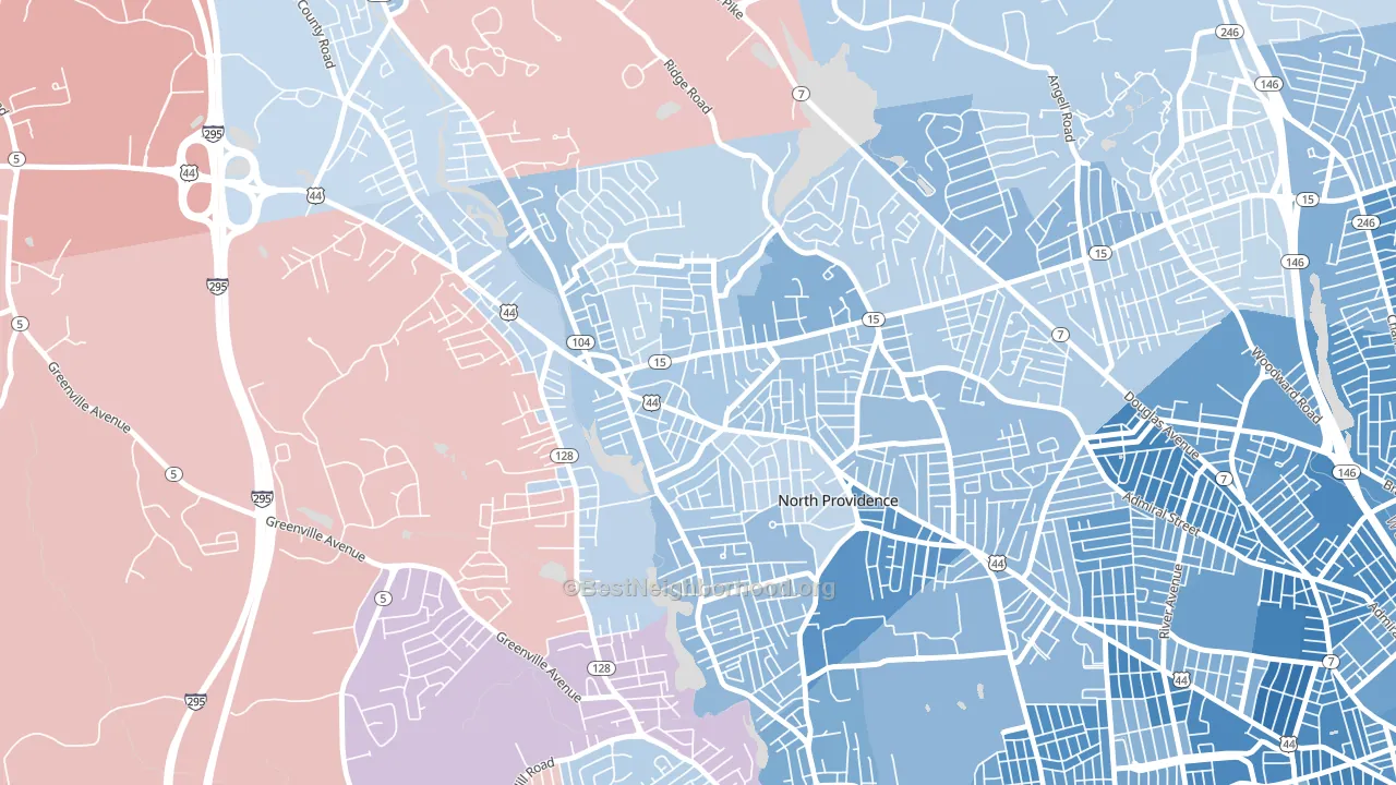 Centerdale, Providence, RI block-group political-lean map