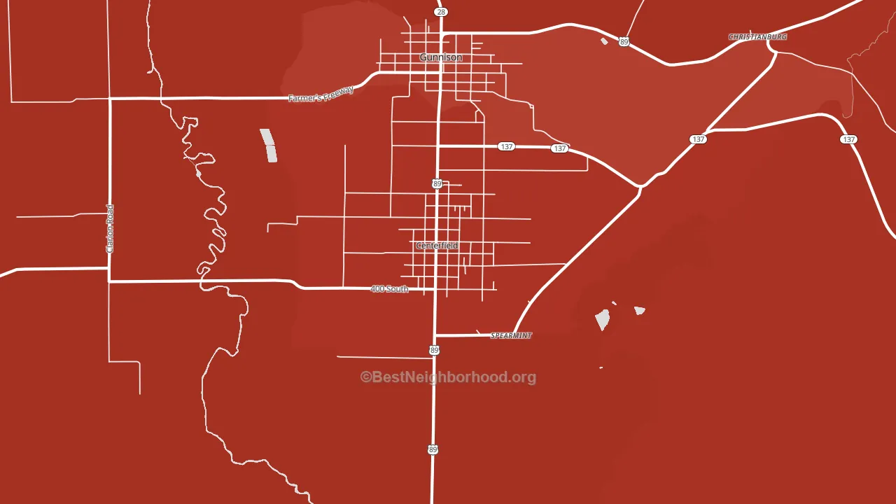 Centerfield, UT block-group political-lean map