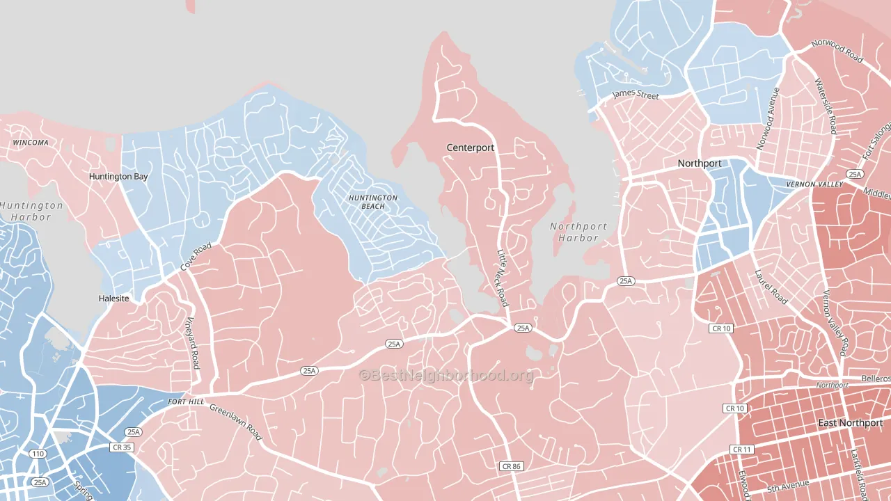 Centerport, NY block-group political-lean map