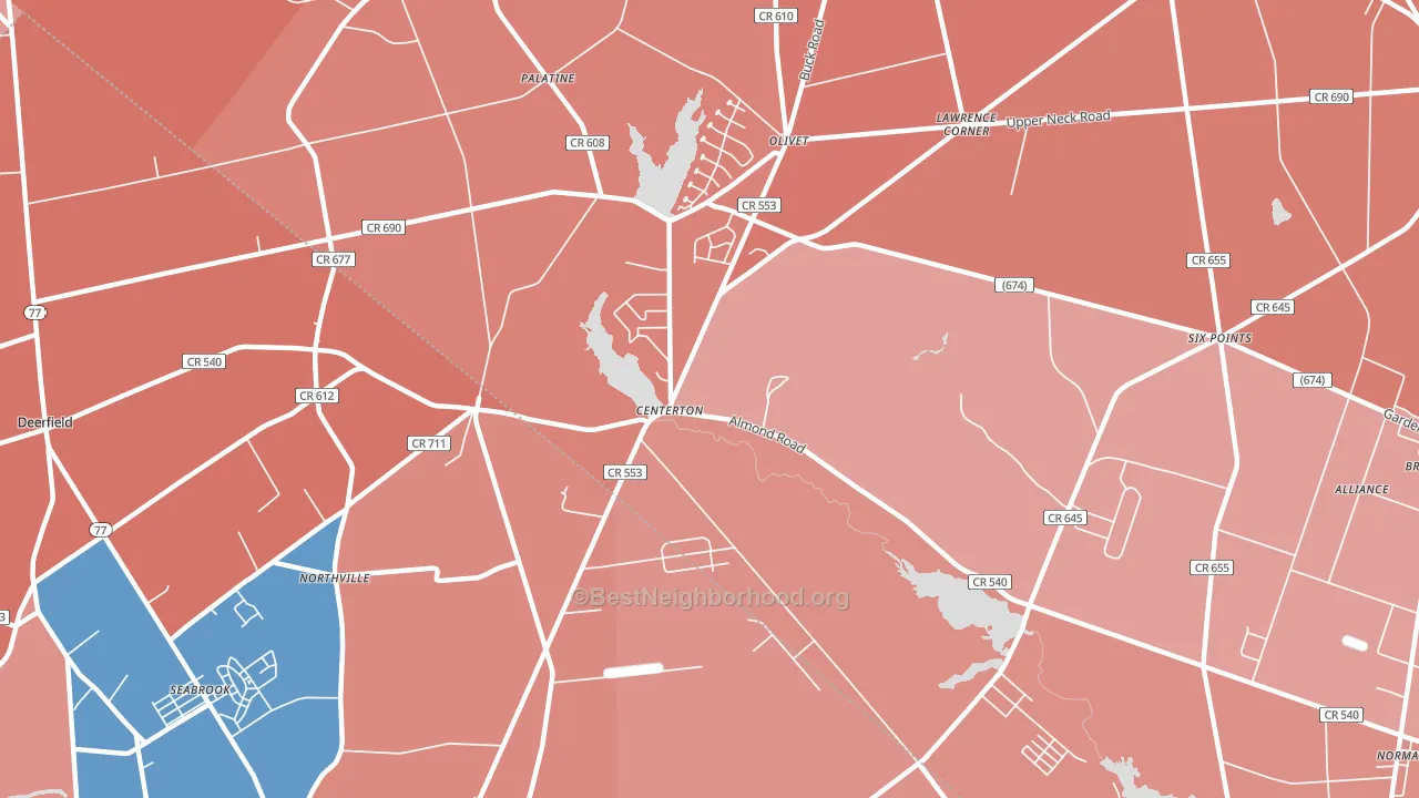 Centerton, NJ block-group political-lean map