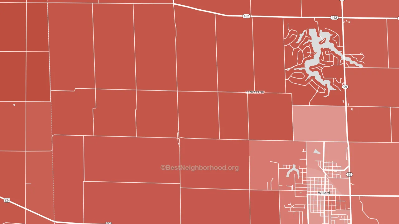 Centerton, OH block-group political-lean map
