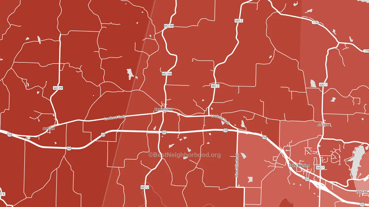 Centertown, MO block-group political-lean map