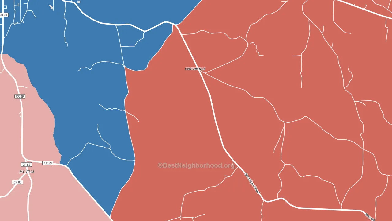 Centerville, AL block-group political-lean map