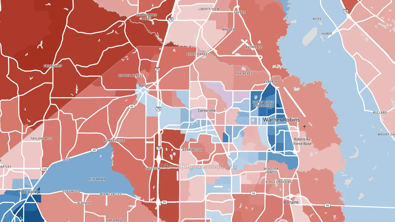 Centerville, GA block-group political-lean map