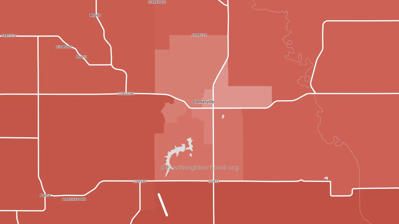 Centerville, IA block-group political-lean map