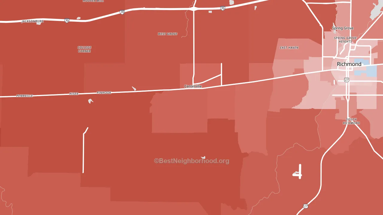Centerville, IN block-group political-lean map