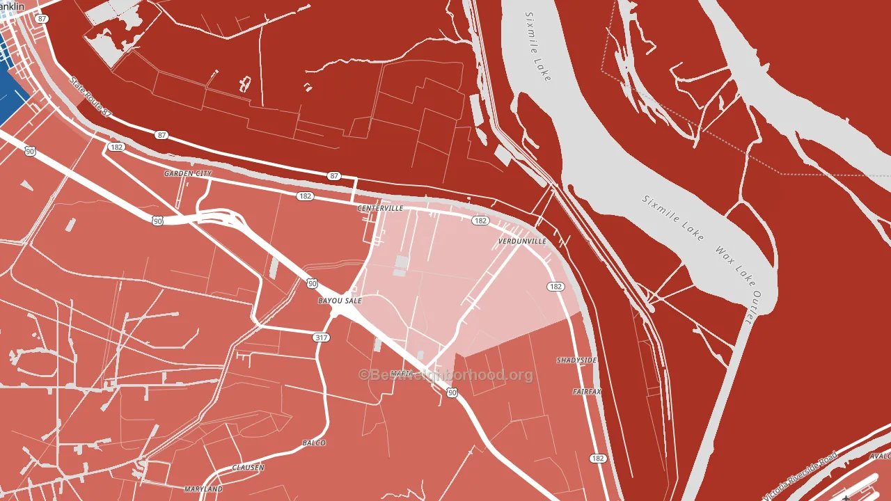 Centerville, LA block-group political-lean map
