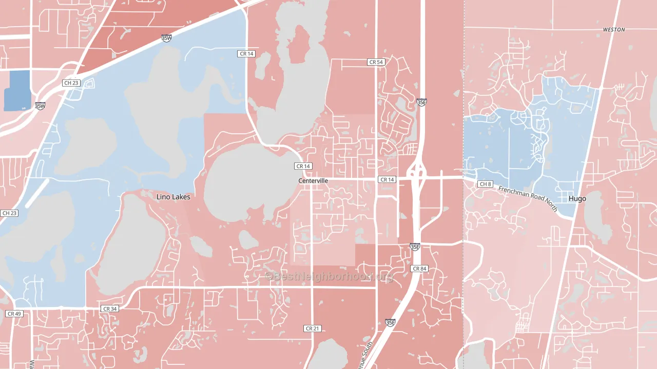 Centerville, MN block-group political-lean map