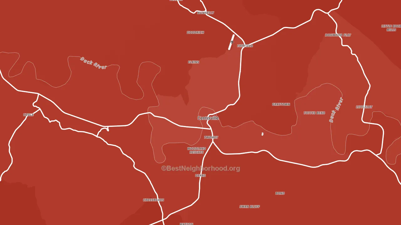 Centerville, TN block-group political-lean map