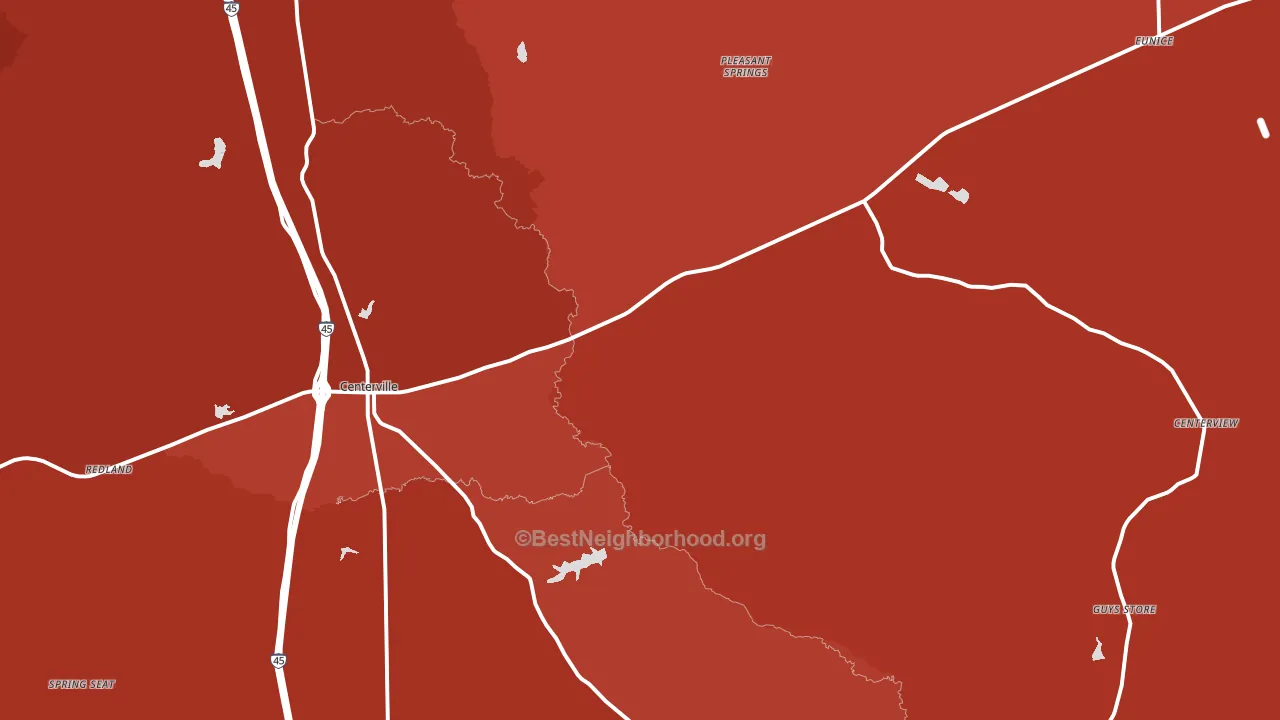 Centerville, TX block-group political-lean map