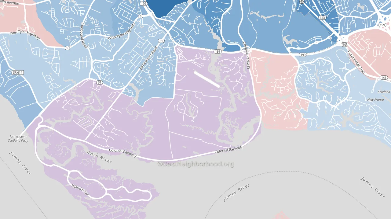 Centerville, VA block-group political-lean map