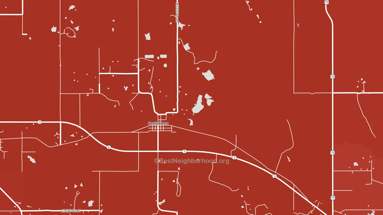 Centrahoma, OK block-group political-lean map