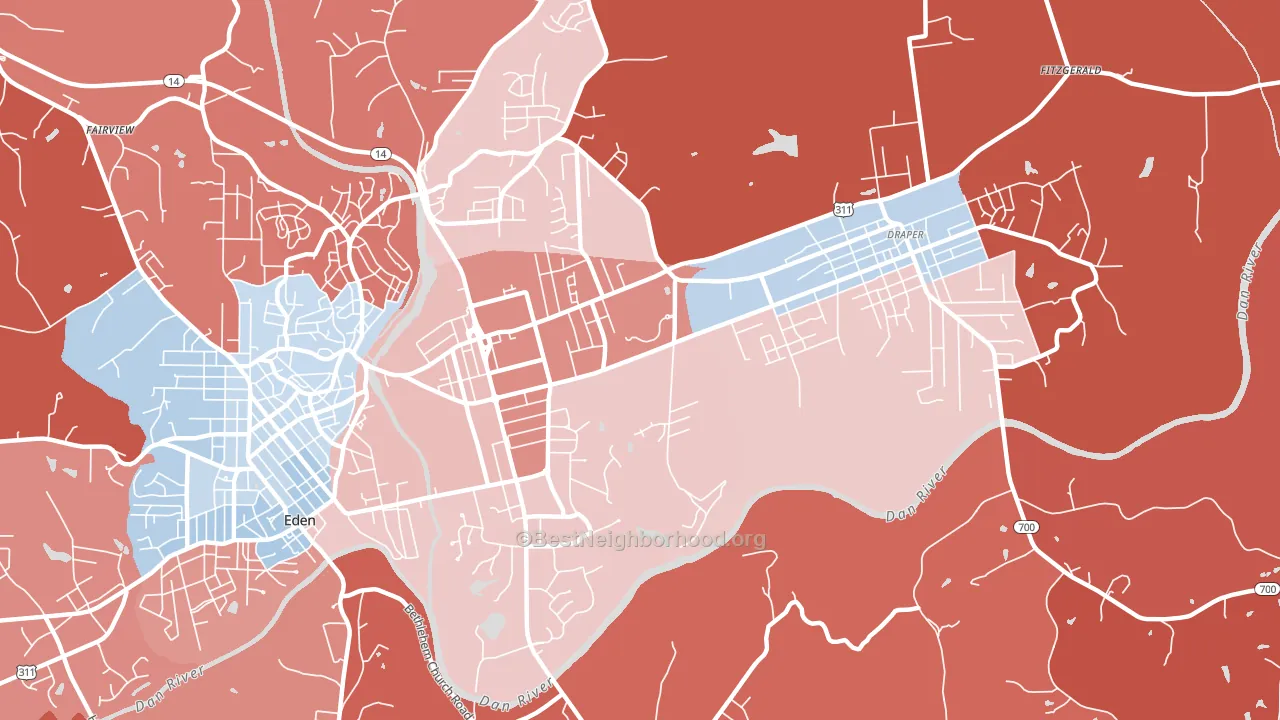 Central Area, Eden, NC block-group political-lean map