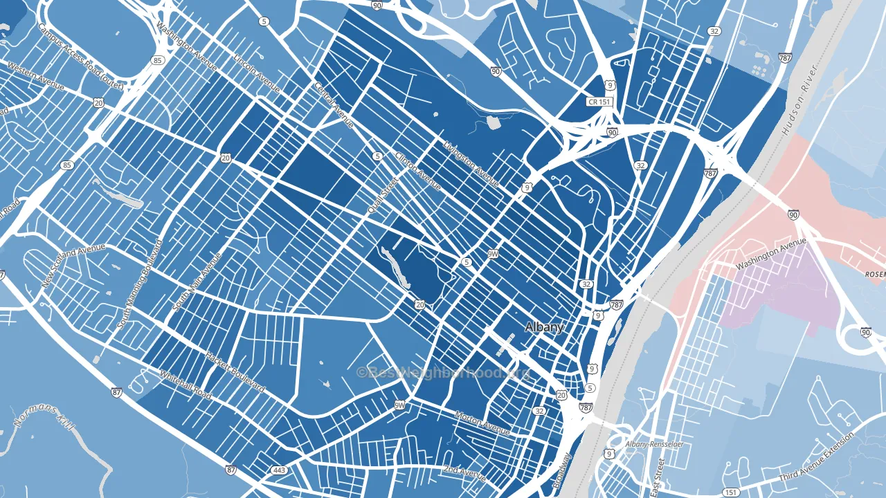 Central Ave, Albany, NY block-group political-lean map
