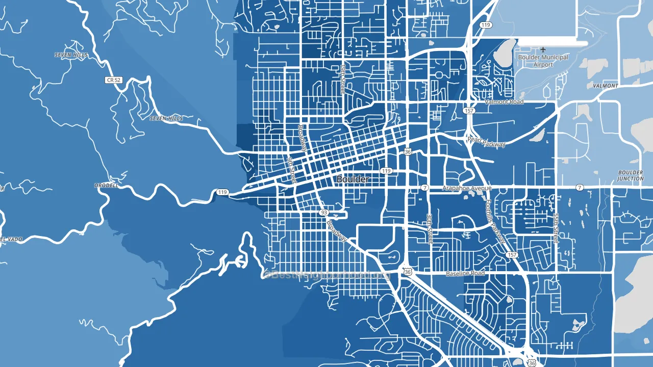 Central Boulder, Boulder, CO block-group political-lean map