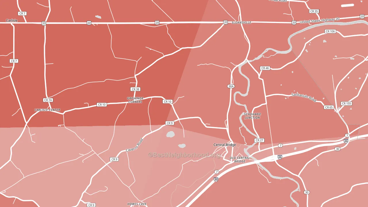 Central Bridge, NY block-group political-lean map