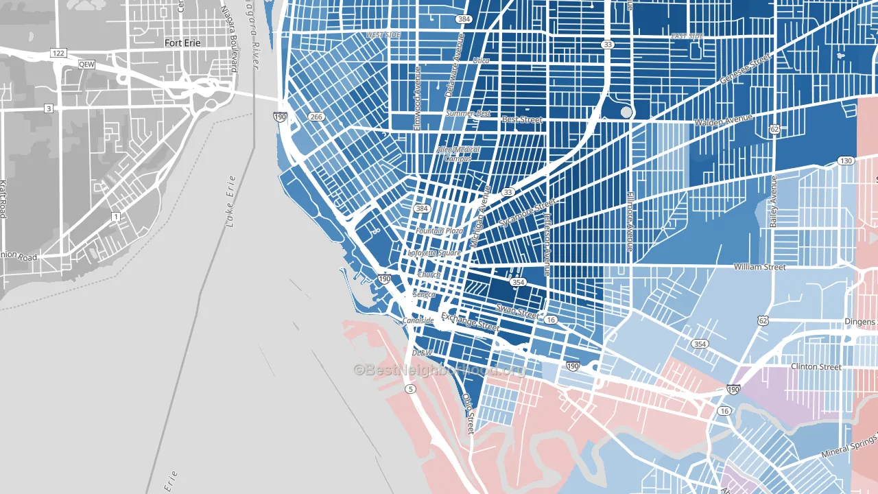 Central Business District-Buffalo, Buffalo, NY block-group political-lean map