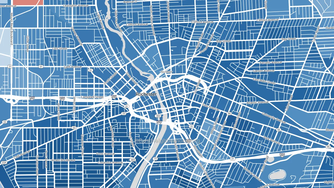 Central Business District-Rochester, Rochester, NY block-group political-lean map