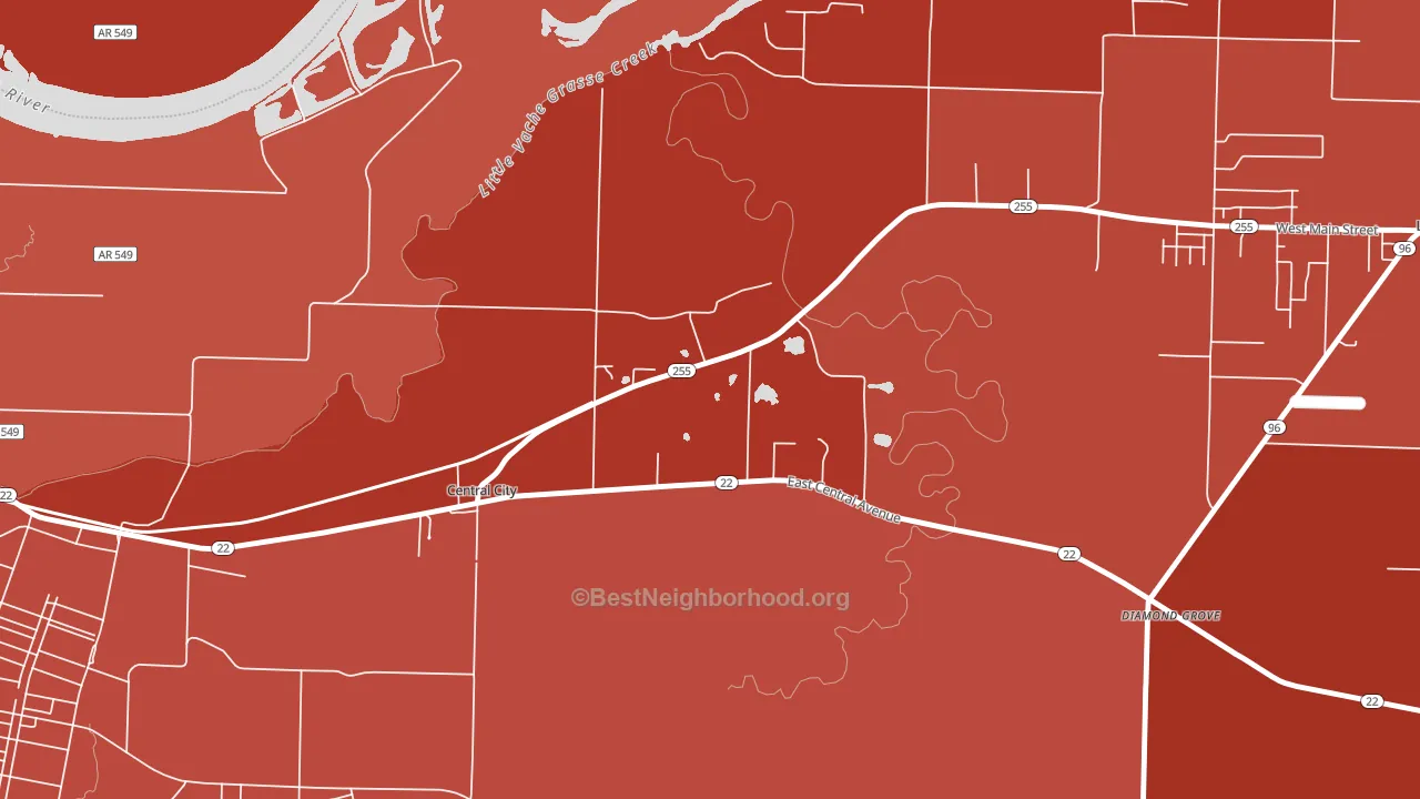 Central City, AR block-group political-lean map